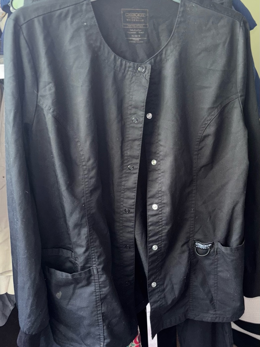 Scrub set. Cherokee Black Lightweight Snap-Front Shirt Jacket
